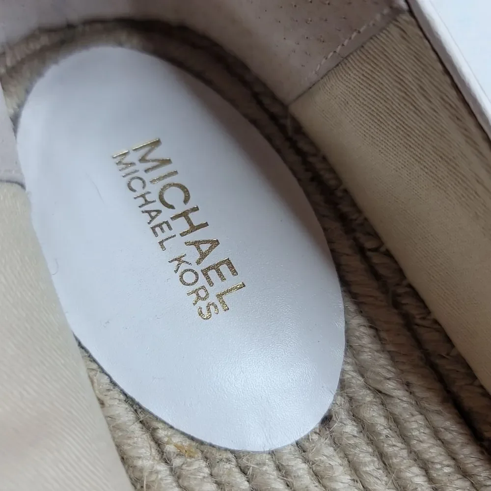 Michael Kors White Leather and Colorful Floral Applique Espadrilles Sz 9